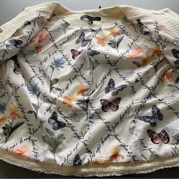 White House Black Market Blazer – Cream, Fringed Hem, Snap Closure – Size 10 - Picture 5 of 9